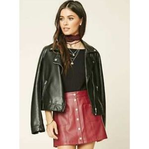 Forever 21 Red Faux Leather Mini Skirt Large